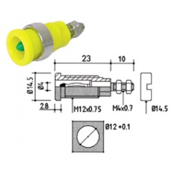 BORNE MASSE DE SECURITE  4mm JAUNE/VERT